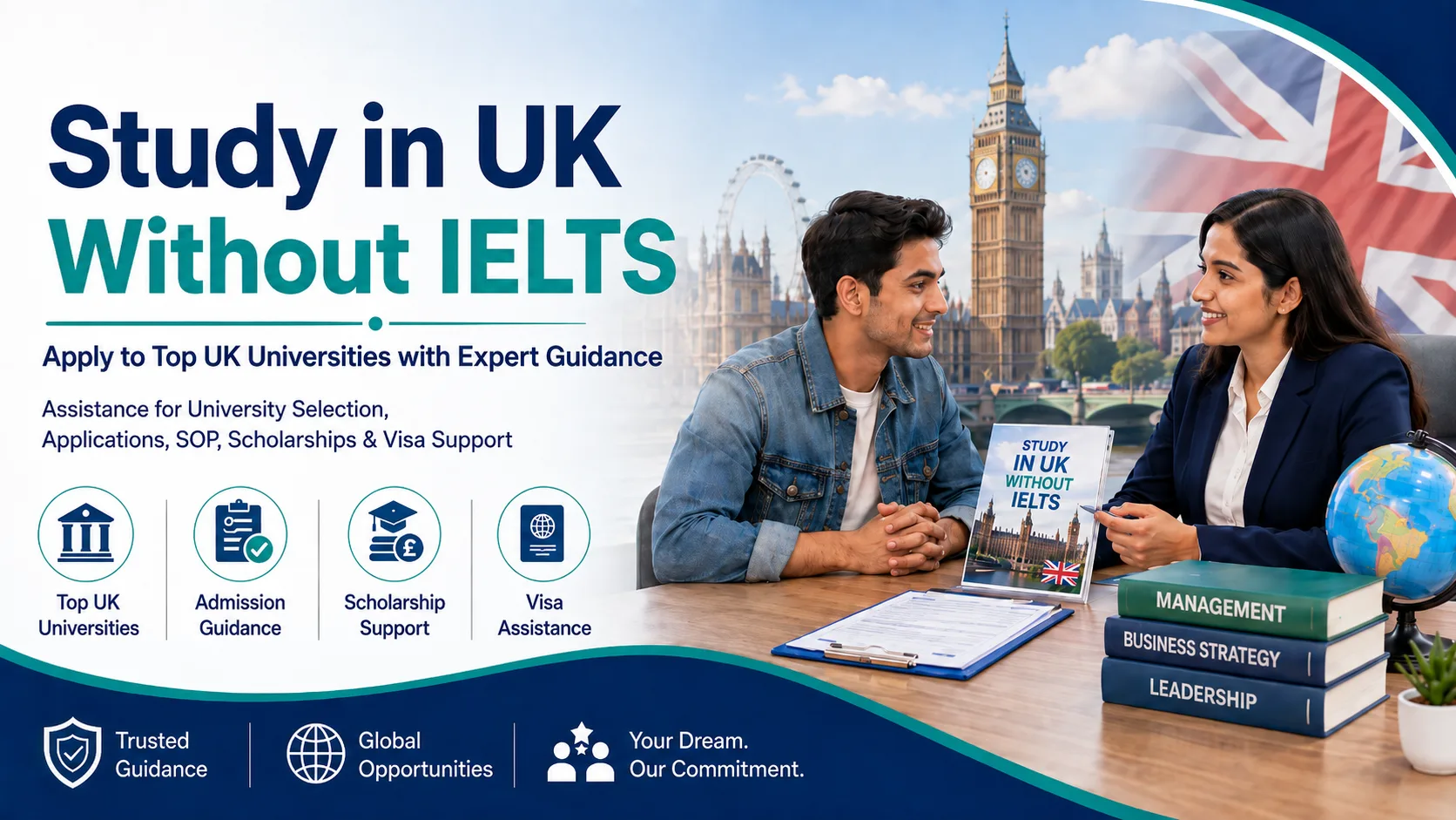 Study in UK Without IELTS: Top Universities, Tuition Fees & Scholarships in 2026 Study in UK Without IELTS: Top Universities, Tuition Fees & Scholarships in 2026
